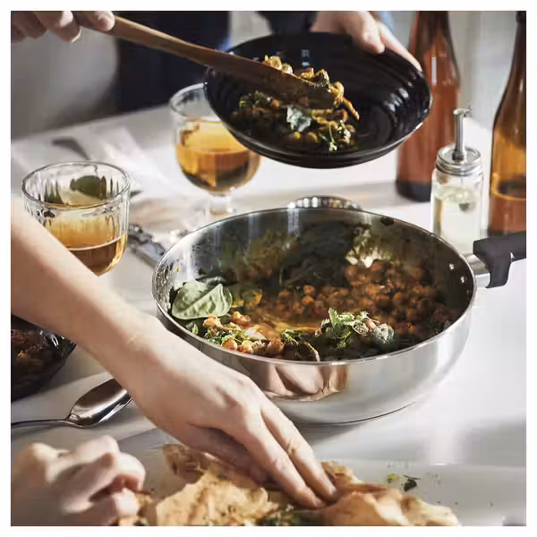 MIDDAGSMAT Сотейник c крышкой - прозрачное стекло/нержавеющ сталь 24 см - фото 7