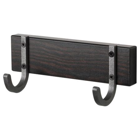 Вешалка для полотенец с 2 крючками ХЭЛМАРЕН, морилка черно-коричнев