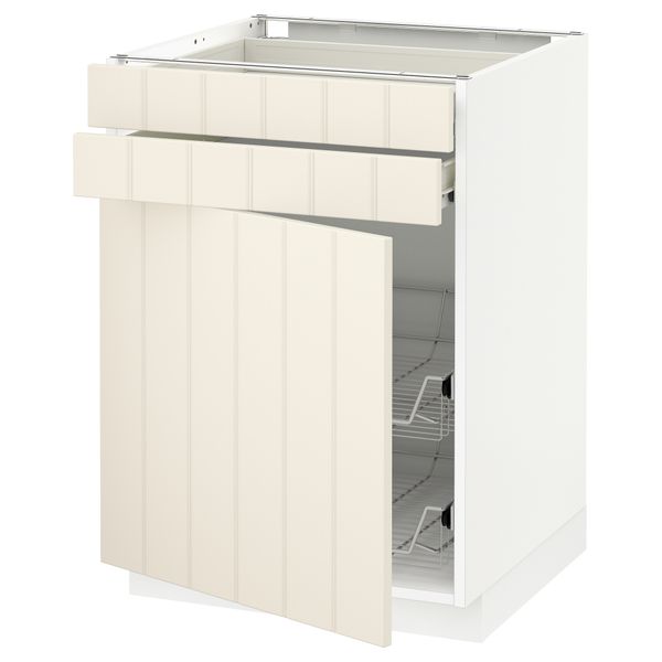 Напольный шкаф, дверца, 2 ящика, проволочных корзин МЕТОД / ФОРВАРА, белый, Хитарп белый с оттенком - схема-чертеж с размерами