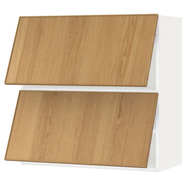 Навесной горизонтальный шкаф/2двери, белый/Экестад дуб 80x80 см IKEA METOD МЕТОД 093.939.46 - схема-чертеж с размерами