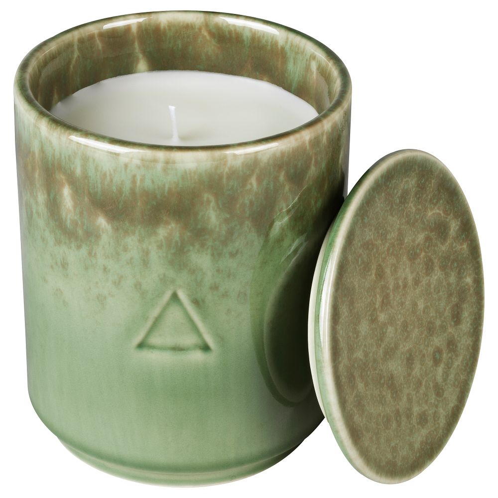 Ароматическая свеча в банке, Цветок хлопчатника и яблоневый цвет/зеленый коричневый 10 см IKEA ОСИНЛИГ 104.610.91 - фото 1