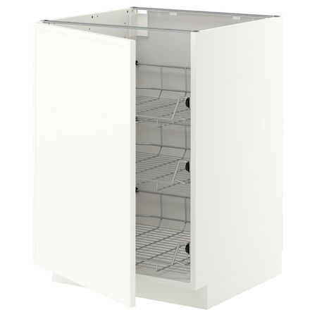 METOD Напольный шкаф/проволочные корзины - белый/Aspudden матовый белый 60x60 см