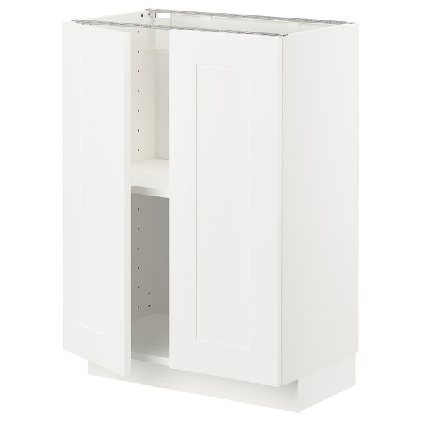 Напольный шкаф с полками/2двери, белый/Сэведаль белый 60x37 см IKEA METOD МЕТОД 693.004.40 - схема-чертеж с размерами