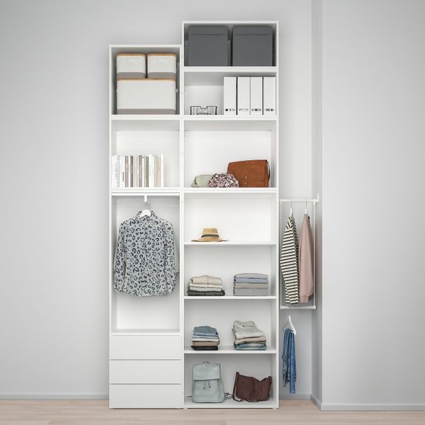 Гардероб с 5 дверями, 3 ящиками, белый/Фоннес белый 175-205x42x321 см IKEA OPPHUS ОПХУС 993.365.41 - схема-чертеж с размерами