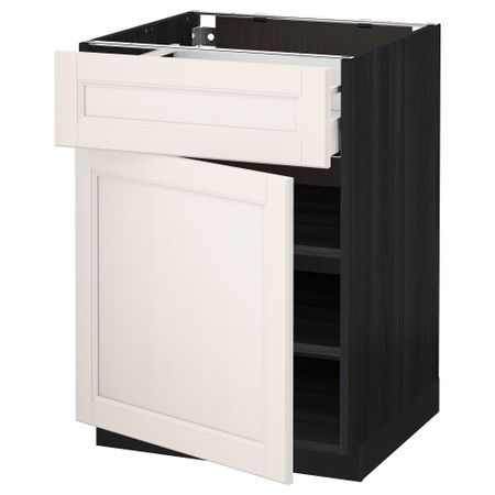 Напольный шкаф с ящиком, дверью МЕТОД / МАКСИМЕРА, черный, Лаксарби белый