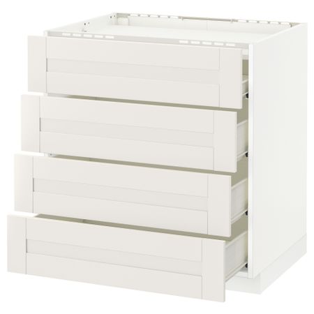 Напольный шкаф, 4 фронтальных панели, 4 ящика МЕТОД / ФОРВАРА, белый, Сэведаль белый