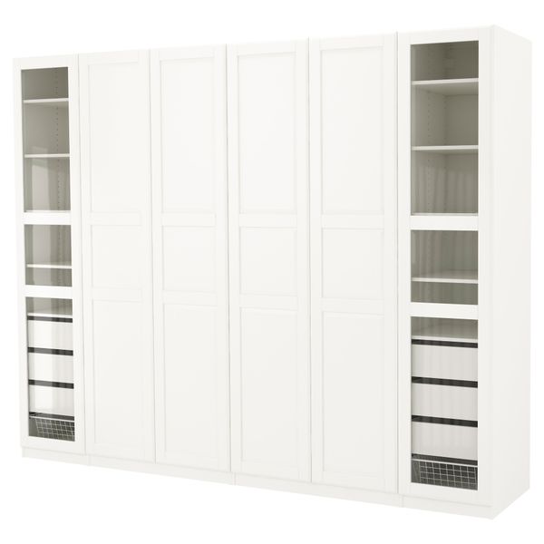 Гардероб ПАКС, белый Тисседаль, Тисседаль стекло (300x60x236 см) - фото 2