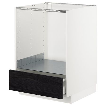 Напольный шкаф для духовки, с ящиком, белый, Тингсрид черный 60x60 см IKEA МЕТОД / МАКСИМЕРА 392.355.97