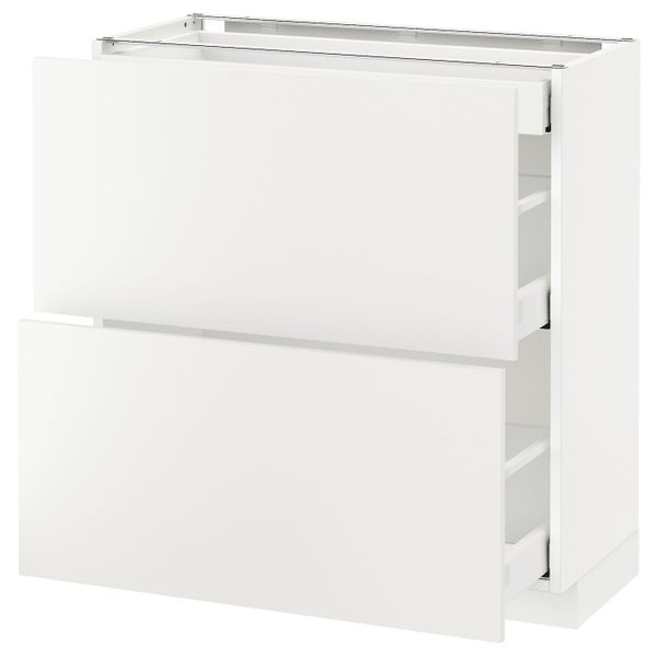 Напольный шкаф/2фасада/3ящика, белый/Хэггеби белый 80x37 см IKEA METOD МЕТОД / MAXIMERA МАКСИМЕРА 592.315.22 - схема-чертеж с размерами