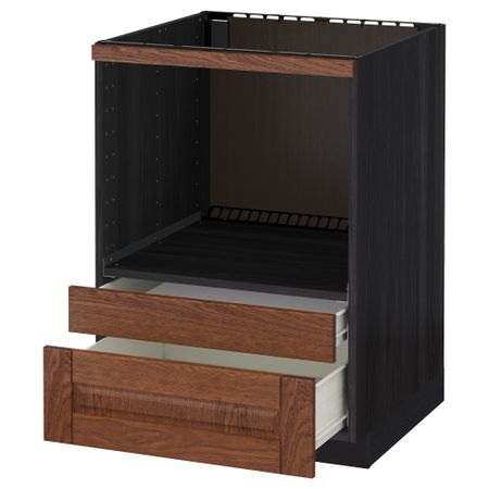 Напольный шкаф для комбинирования СВЧ, ящики МЕТОД / ФОРВАРА, черный, Филипстад коричневый (60x60 см)
