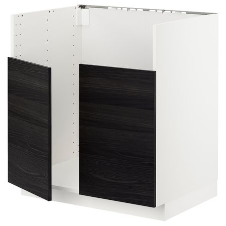 Шкаф для двойной мойки БРЕДШЁН, белый, Тингсрид черный 80x60 см IKEA МЕТОД 792.983.71