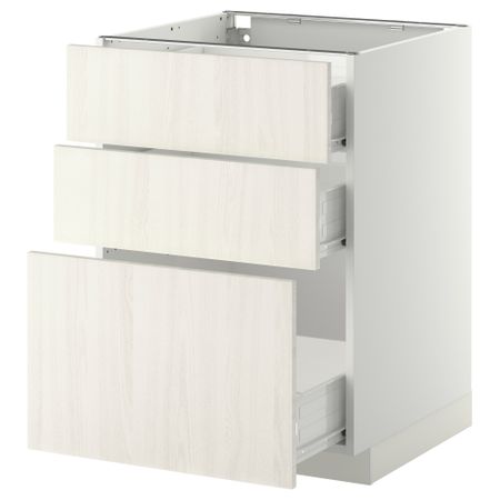 Напольный шкаф с 3 ящиками МЕТОД / ФОРВАРА, белый, Росдаль белый