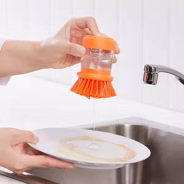 VIDEVECKMAL ВИДЕВЕККМАЛ Щетка для мытья посуды, с дозатором - ярко-оранжевый - фото 3