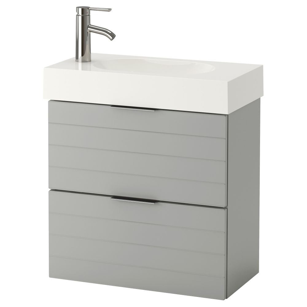 Шкаф для раковины с 2 ящиками ГОДМОРГОН / БРОВИКЕН, светло-серый (62x33x68 см) - фото 1