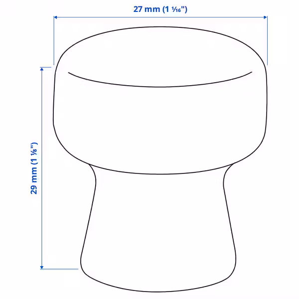 ODLINGSGRÄNS ОЛДИНГСГРЭНС Ручка мебельная - белый 27 мм - схема-чертеж с размерами