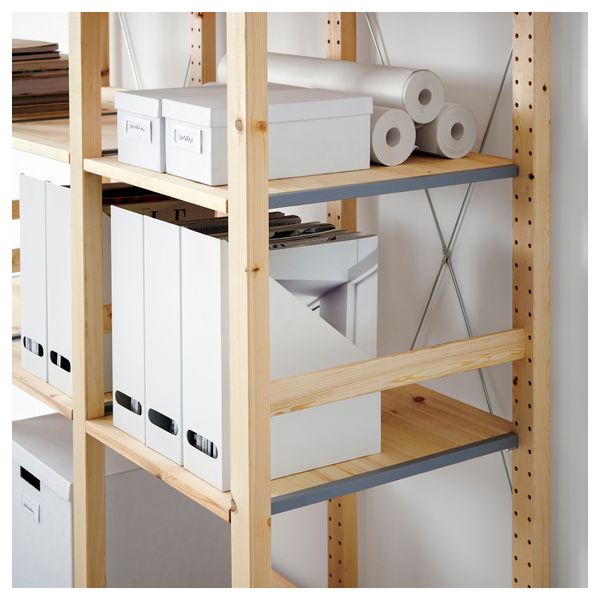 3 секции, полки ИВАР, сосна (139x50x124-226 см) - схема-чертеж с размерами