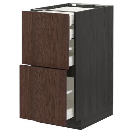 Напольный шкаф 2фасада,2низ, 1 средний, 1 встроенный ящик, 40x60 cm IKEA METOD МЕТОД, MAXIMERA МАКСИМЕРА 994.056.62