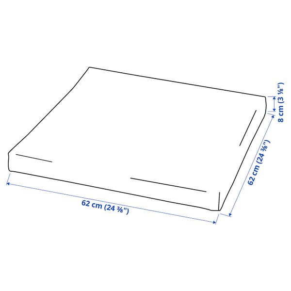 Подушка на сиденье для садовой мебели, бежевый 62x62 см IKEA KUDDARNA КУДДАРНА 804.111.11 - схема-чертеж с размерами