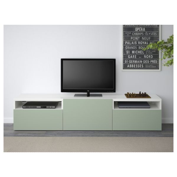 Тумба под ТВ БЕСТО, белый, Лаппвикен зеленый (180x40x38 см) - фото 2