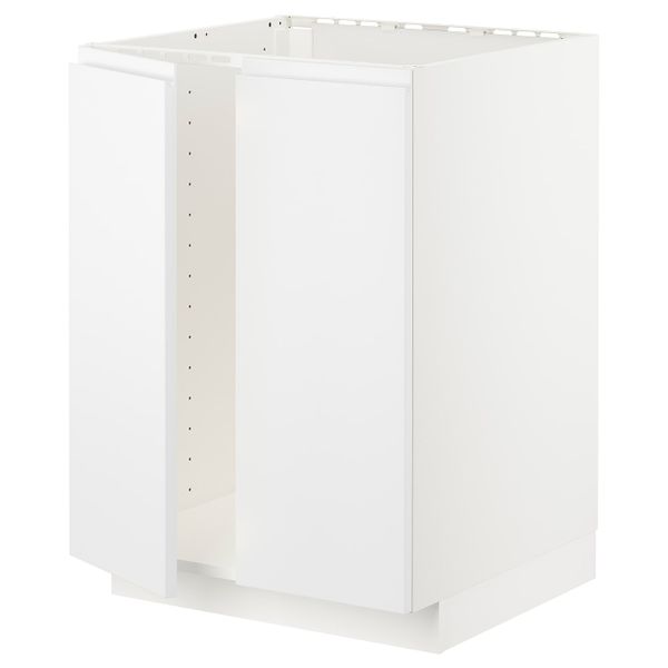 Напольный шкаф для раковины + 2 двери, белый/Воксторп матовый белый 60x60 см IKEA METOD МЕТОД 392.999.33 - схема-чертеж с размерами