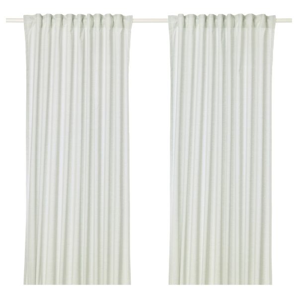 Гардины, 2 шт., светло-зеленый 145x300 см IKEA HANNALILL ХАННАЛИЛЛ 904.173.15 - фото 1