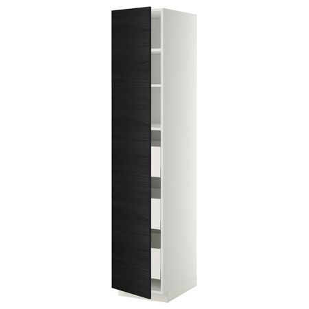 Высокий шкаф с ящиками, белый, Тингсрид черный 40x60x200 см IKEA МЕТОД / МАКСИМЕРА 393.432.81