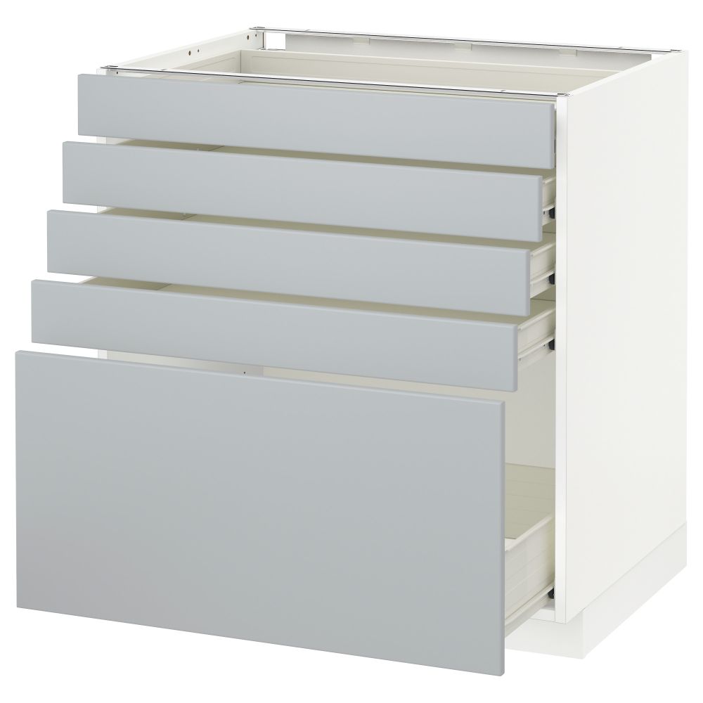 Напольный шкаф с 5 ящиками МЕТОД / ФОРВАРА, белый, Веддинге серый - схема-чертеж с размерами
