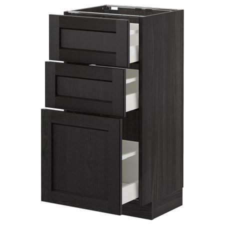 Напольный шкаф с 3 ящиками, черный/Лерхюттан черная морилка 40x37 см IKEA МЕТОД / МАКСИМЕРА 992.613.38