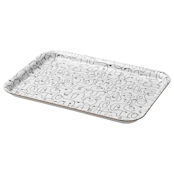 Поднос, с рисунком/черный-белый 20x28 см IKEA VÅRFEST ВОРФЕСТ 805.159.53 - фото 1