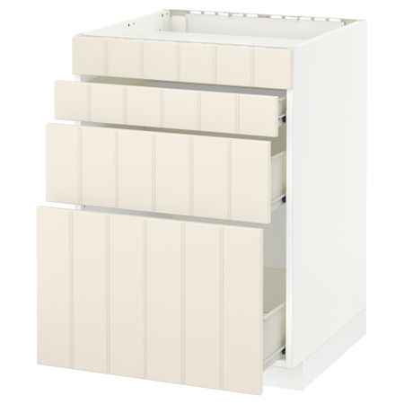 Напольный шкаф для духовки, 4фасада, 3 ящика МЕТОД / ФОРВАРА, белый, Хитарп белый с оттенком