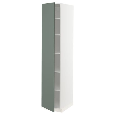 Высокий шкаф с полками, белый/Бодарп серо-зеленый 40x60x200 см IKEA METOD МЕТОД 593.168.42