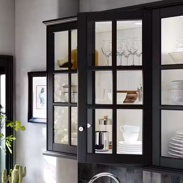 BODBYN Стеклянная дверь - чёрный 40x40 см - схема-чертеж с размерами