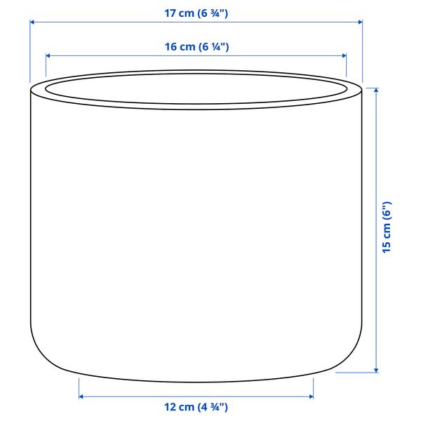 Кашпо, для дома, улицы, серо-синий, 15 см IKEA BUSKKAPRIFOL 005.958.97 - схема-чертеж с размерами