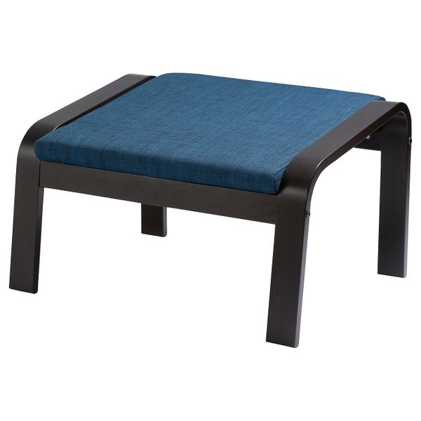 Табурет для ног, черно-коричневый/Шифтебу темно-синий IKEA POÄNG ПОЭНГ 093.028.14 - фото 1
