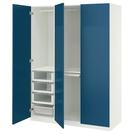 PAX / FYRUDDEN Гардероб, комбинация - белый/синий 150x60x201 см