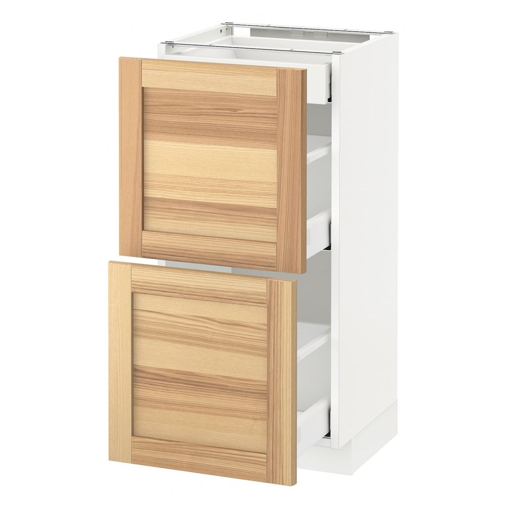 Напольный шкаф/2фасада/3ящика, белый/Торхэмн ясень 40x37 см IKEA METOD МЕТОД / MAXIMERA МАКСИМЕРА 292.361.25 - фото 1
