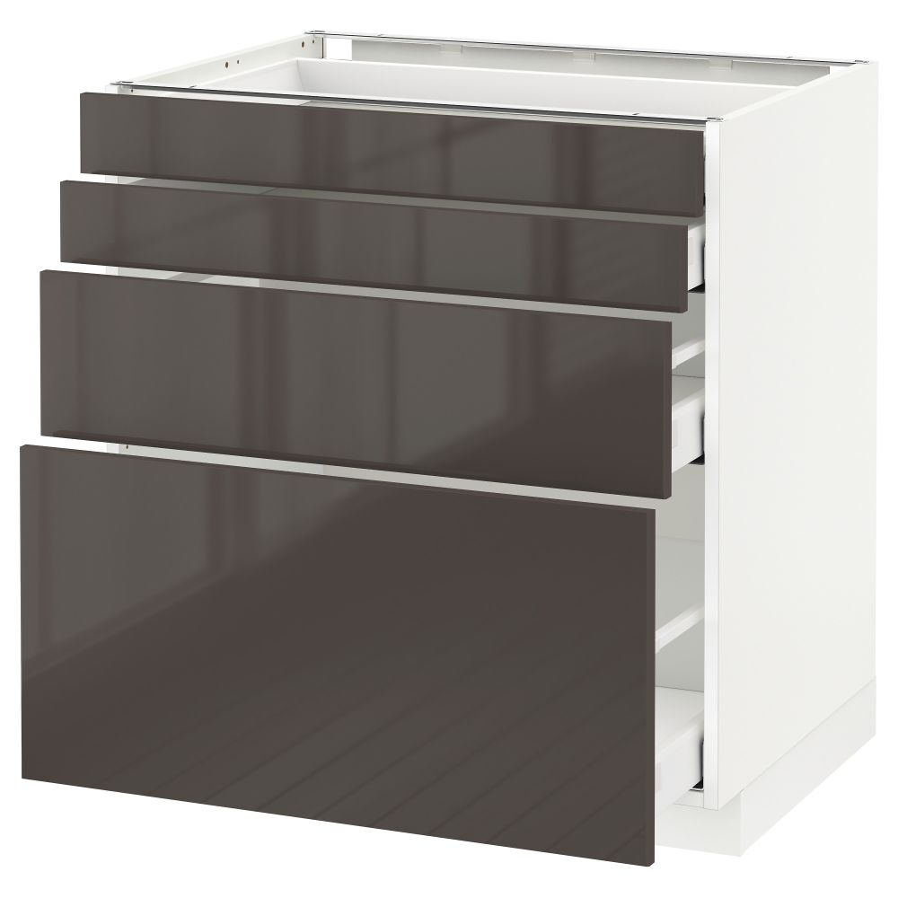 Напольный шкаф 4 фронтальных панели, 4 ящика МЕТОД / МАКСИМЕРА, белый, Рингульт серый - схема-чертеж с размерами