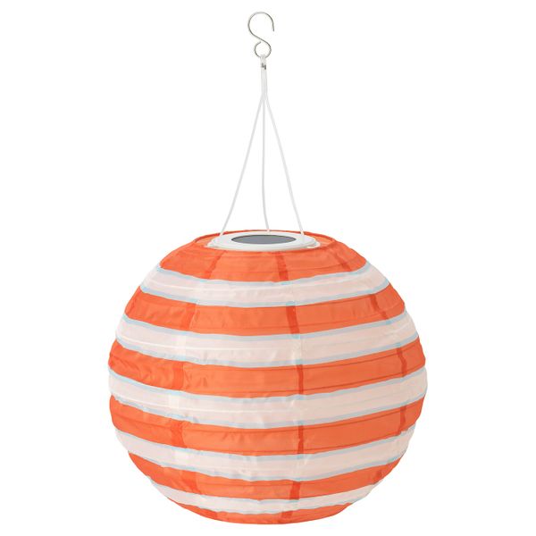 Подвесная светодиодная лампа, для сада шаровидный/в полоску разноцветный 30 см IKEA СОЛВИДЕН 904.516.77 - фото 1