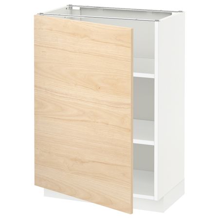 Напольный шкаф с полками, белый/Аскерсунд под светлый ясень 60x37 см IKEA METOD МЕТОД 994.469.74