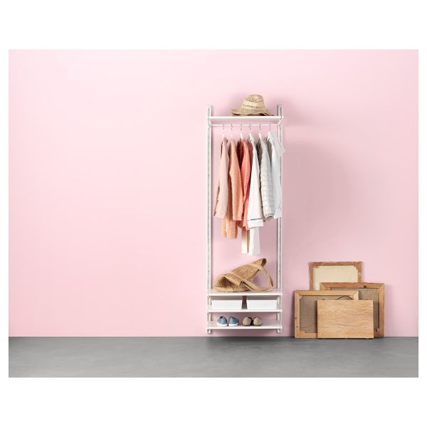 Настенная шина, полки/штанга, белый 66x41x197 см IKEA АЛЬГОТ 392.304.15 - схема-чертеж с размерами