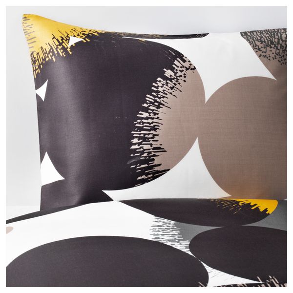 Пододеяльник и 2 наволочки БОЛЛТИСТЕЛЬ, серый, желтый - фото 1