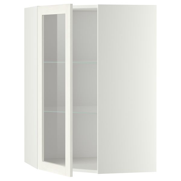 Угловой навесной шкаф с полками, стекляными дверцами МЕТОД, белый, Росдаль белый - схема-чертеж с размерами