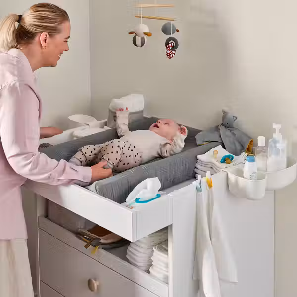 MYLLRA Пеленальный стол с ящиками - белый - схема-чертеж с размерами