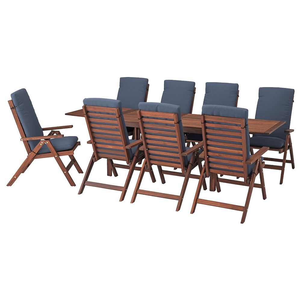 Стол+8кресел,д/сада, коричневая морилка/ФРЁСЁН/ДУВХОЛЬМЕН синий IKEA ЭПЛАРО 992.687.97 - фото 1