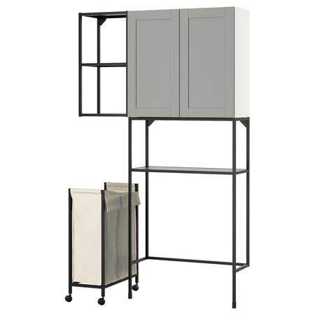 ENHET Комбинация д/хранения - антрацит/серый каркас 120x32x204 см