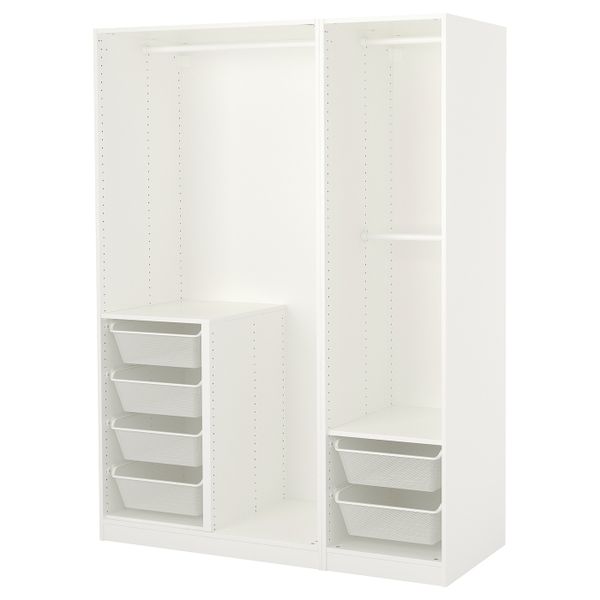 Гардероб, белый, 150x58x201 см IKEA ПАКС 592.487.92 - схема-чертеж с размерами