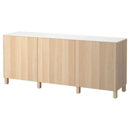 Комбинация для хранения с дверцами БЕСТО, под беленый дуб, Лаппвикен под беленый дуб (180x42x74 см)