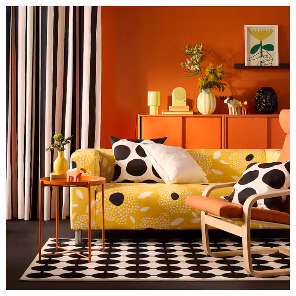 KLIPPAN 2-местный диван - тингеторп желтый/белый/цветочный орнамент - фото 2