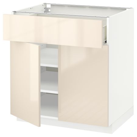 Напольный шкаф + ящик, 2 дверцы МЕТОД / ФОРВАРА, белый, Рингульт кремовый