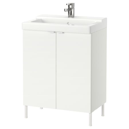 Шкаф под раковину с 2 дверцами ЛИЛЛОНГЕН / ТЭЛЛЕВИКЕН, белый (61x41x82 см)